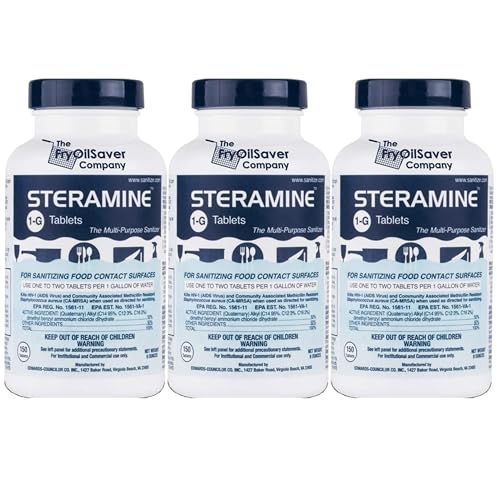 Steramine Quaternary Sanitizing Tablets (450 Count) - Commercial Sanitizer Tablets for Food-Contact Surfaces, Kitchen & Food Service - No-Rinse Dish