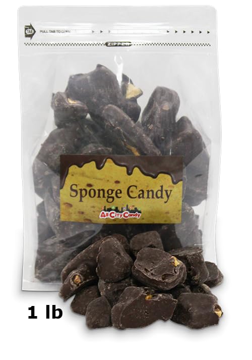 Dark Chocolate Sponge Candy Bulk Bags Arway Confections Resealable Bag (1 lb Bag)