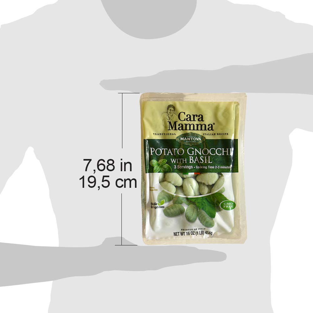 Mantova Cara Mamma All-Natural Potato Gnocchi with Basil - 6 ct. 1 lb. Packages - Non-GMO