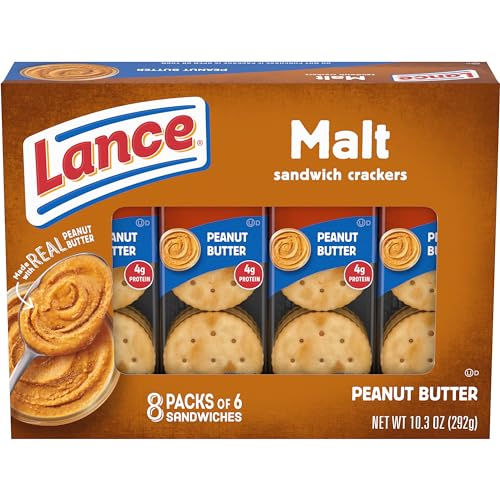 Lance Sandwich Crackers, Malt with Peanut Butter, 8 Ct Box