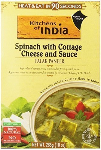 Kitchen Of India Dinner - Spinach with Cottage Cheese and Sauce - Palak Paneer - 10 oz - case of 6