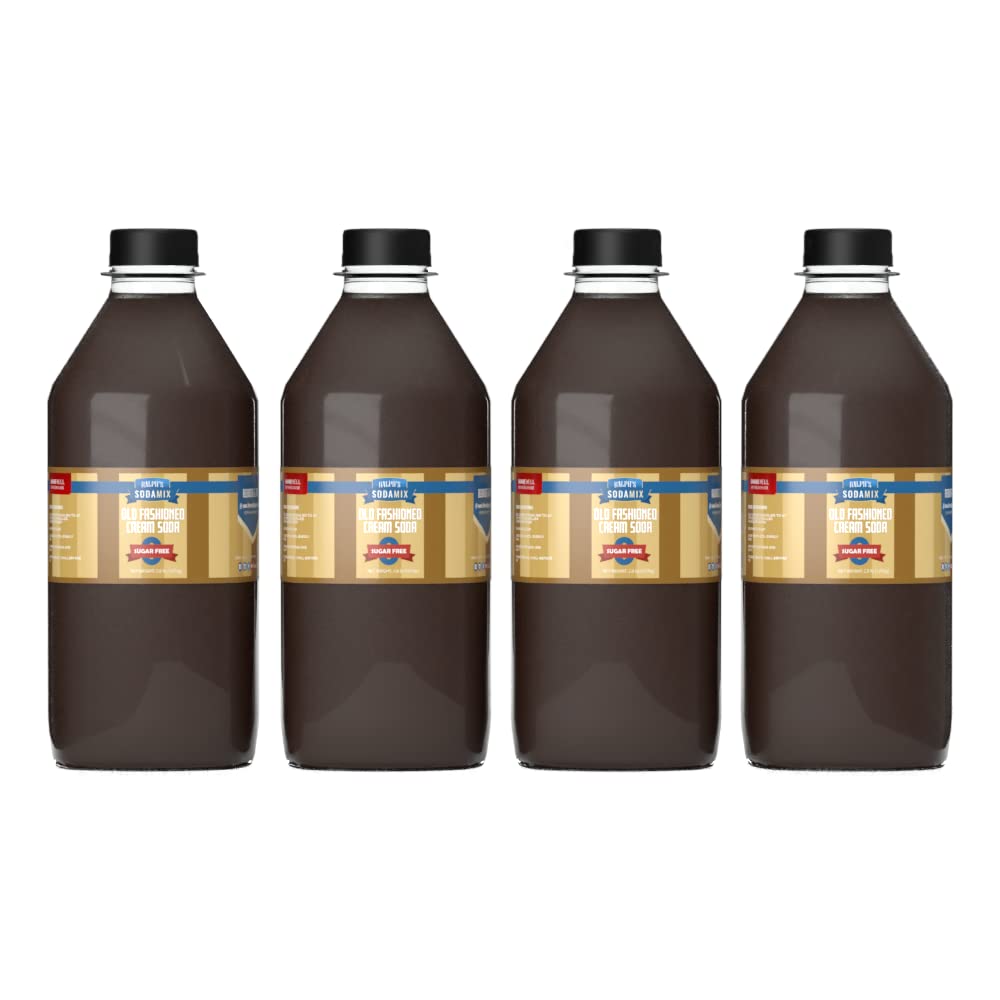 Ralph's SUGAR FREE Old Fashioned Cream Soda Sparkling Water Sodamix Flavors | Four 32oz Bottles