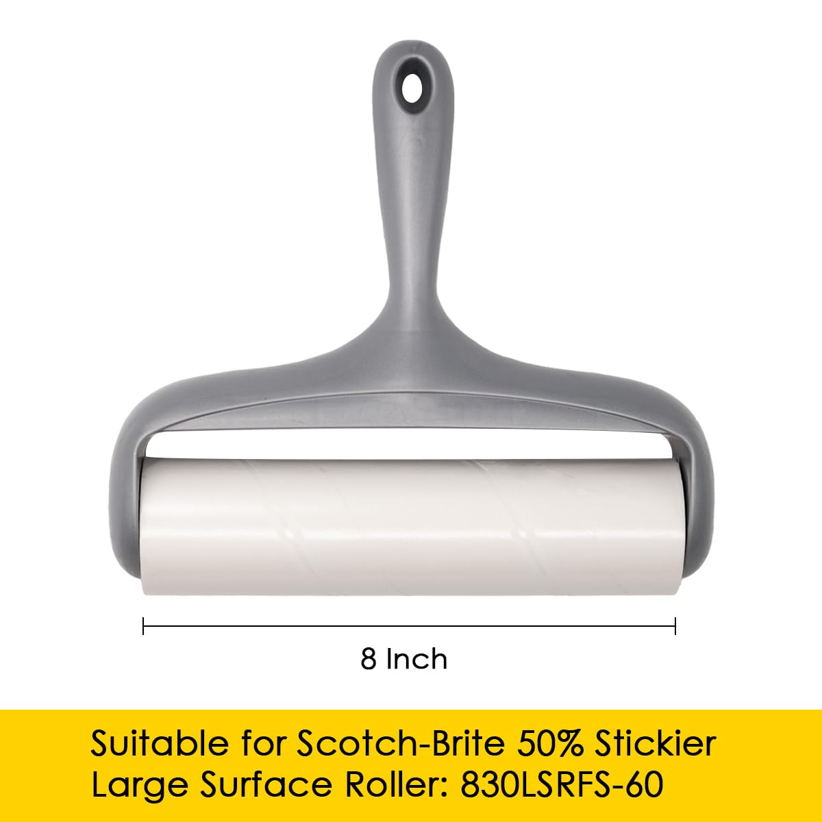 8 inch Large Surface Roller Refill for Scotch-Brite 50% Stickier Lint Roller, Works Great On Pet Hair (60 Sheets per Roll, 3 Pack Refills)