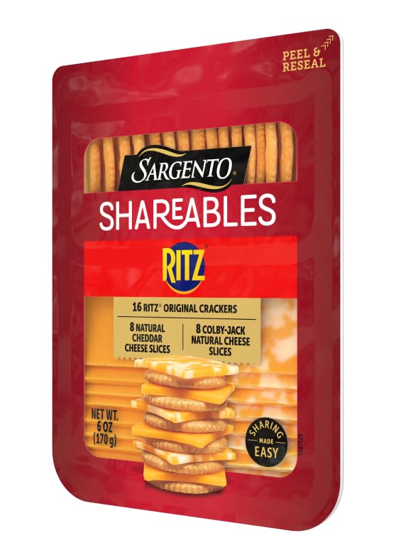 Sargento Shareables Ritz, Variety Pack, Natural Cheddar Cheese Slices, & Colby-Jack Natural Cheese Slices 6 oz, 3 Pack