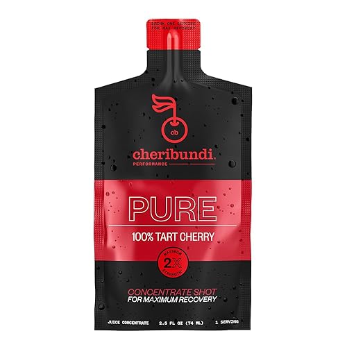 Cheribundi | 100% Tart Cherry Juice Pure Concentrate Grab & Go | 2.5 Fluid Ounce Pouch for Maximum Recovery with 40 Tart Cherries | 100 Calories, 0