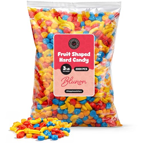 Fruit Shaped Hard Candy - 3 Pounds Bulk - Kids Candies Nostalgic - Gumball Machine Refills Candy Bar - 2000 Pieces