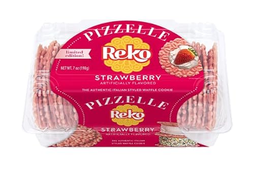 Reko Pizzelle Authentic Italian Style Waffle Cookie, Strawberry, 6 Ounce (Pack of 1)