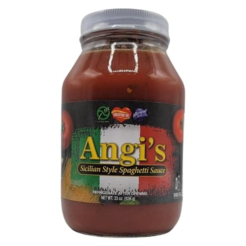 Angi's Sicilian Style Spaghetti Sauce | Gluten Free Pasta Sauce | 33 oz Jar (1)