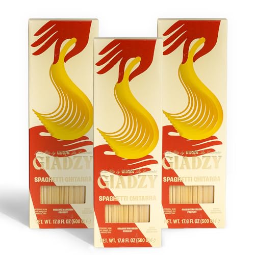 Giadzy by Giada De Laurentiis 3 Pack Organic Semolina Flour Spaghetti Chitarra Pasta - Made in Italy, Artisanal, Clean Ingredients - Non GMO