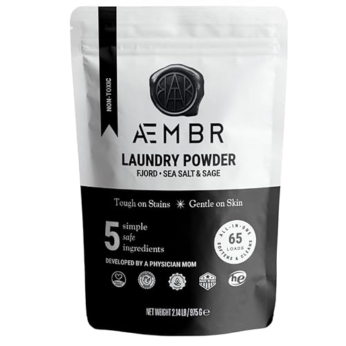 AEMBR Luxury Laundry Powder | Clean Natural Non-Toxic Healthy Laundry Detergent | Made in USA with Natural Ingredients | Fjord Scent (Wood Sage & Sea