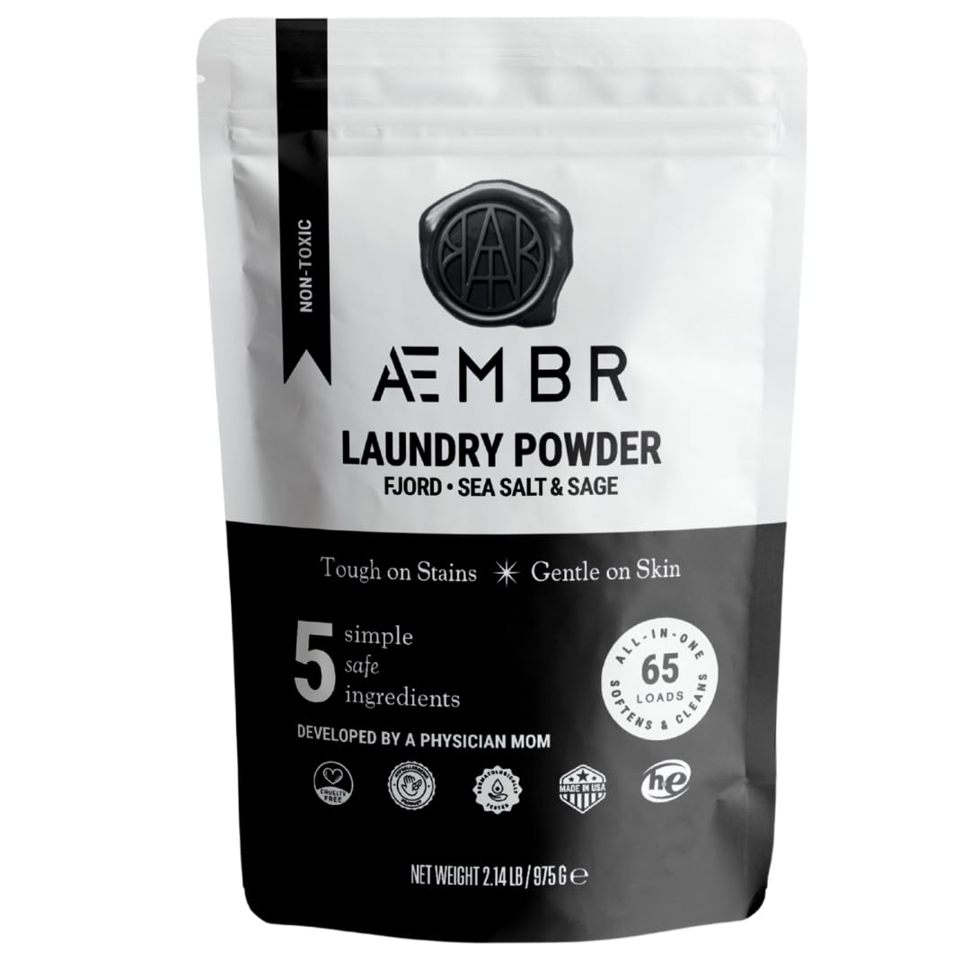 AEMBR Luxury Laundry Powder | Clean Natural Non-Toxic Healthy Laundry Detergent | Made in USA with Natural Ingredients | Fjord Scent (Wood Sage & Sea