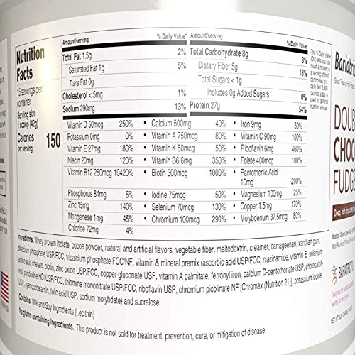 Protein ONE Complete Meal Replacement with Multivitamin, Calcium & Iron by BariatricPal - Double Chocolate Fudge (15 Serving Tub)