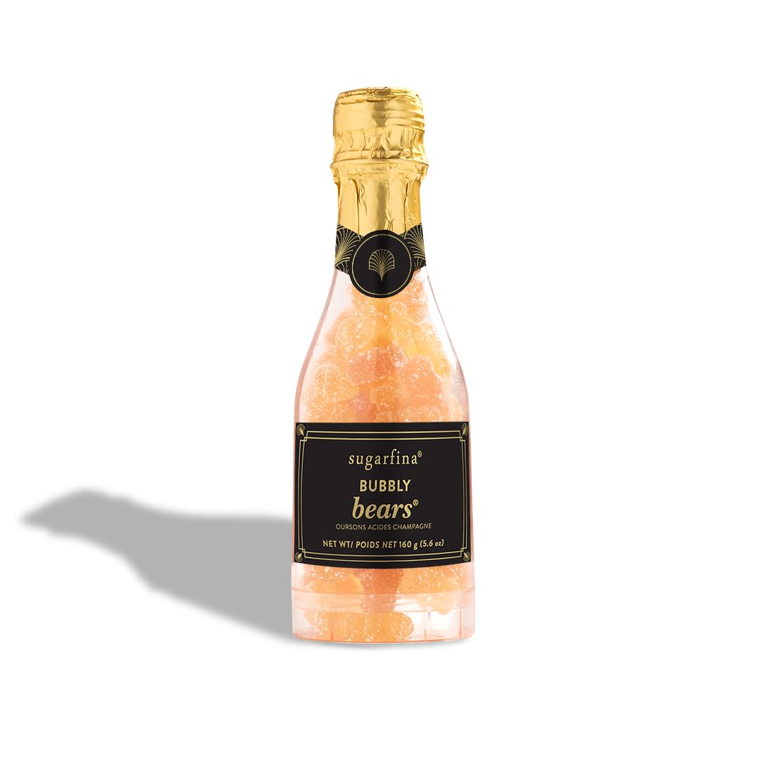 Sugarfina Bubbly Bears Celebration Bottle, 5.6 oz, 2 Count | Cocktail Candy | Gummies | Champagne Bears