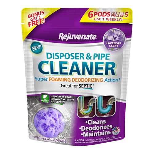 Rejuvenate Disposal Cleaner, 6 Pods, Lavender-Scented Disposal and Pipe Cleaner Pods with Bio-Enzymatic Formula Help Break Down Leftover Food Waste
