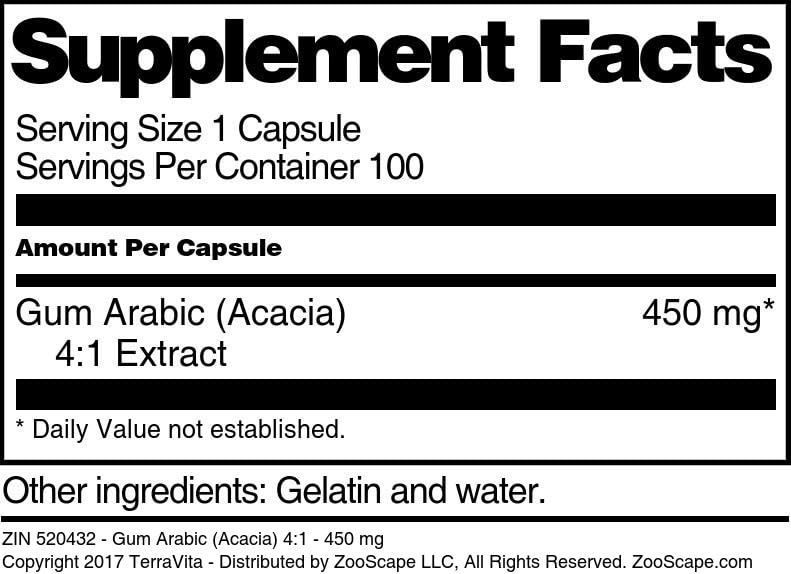 Gum Arabic (Acacia) 4:1-450 mg (100 Capsules, ZIN: 520432) - 3 Pack