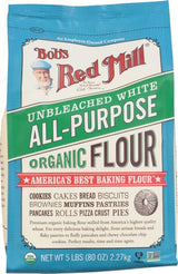 Bob's Red Mill Flour White Unbleached Organic, 5-Pound (Pack of 4)