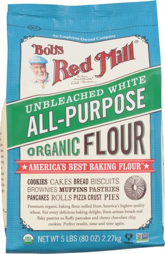Bob's Red Mill Flour White Unbleached Organic, 5-Pound (Pack of 4)