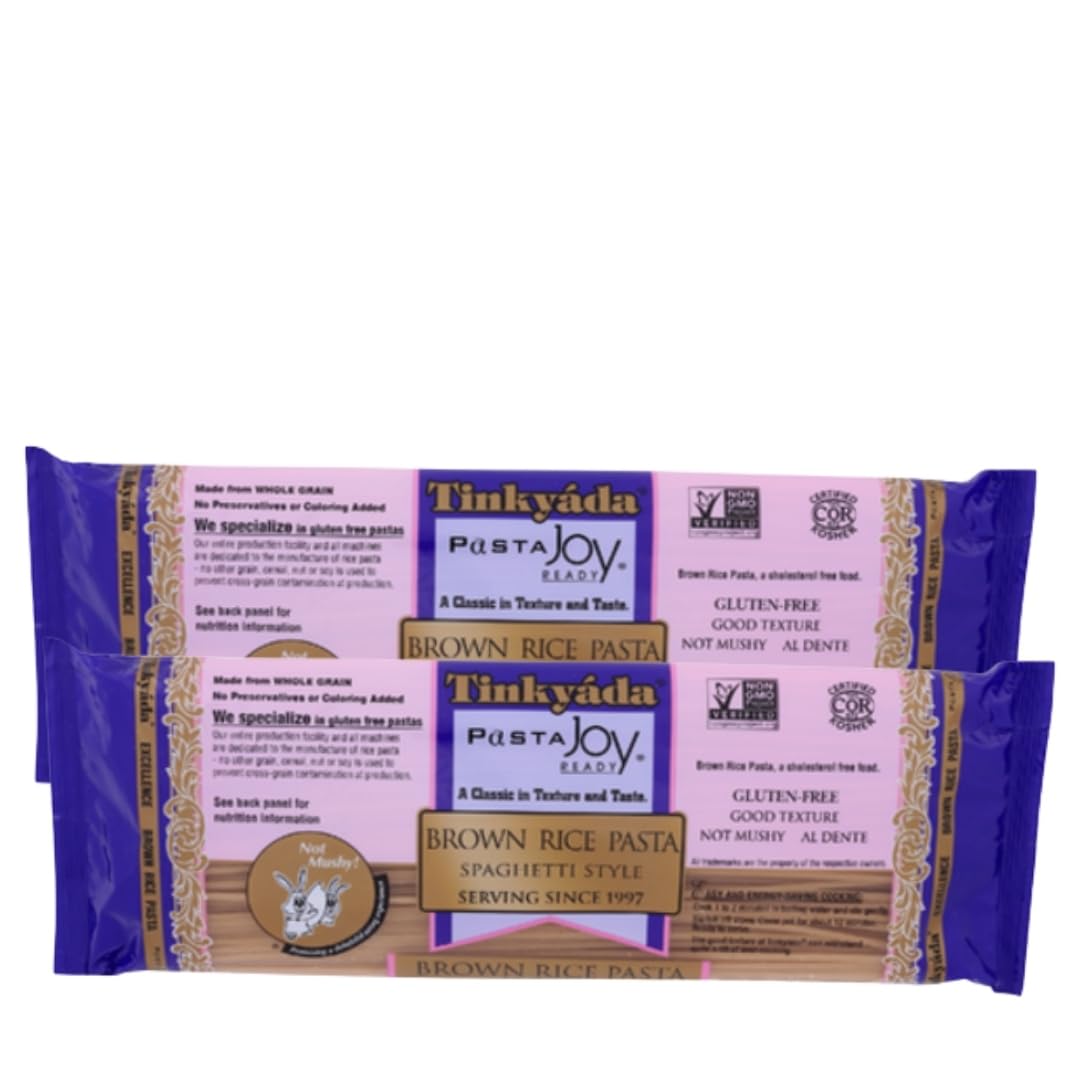 Pasta Brown Rice Spaghetti 16 oz - Pack of 2 - Noodles for Salad and Pantry Staples - Spaghetti Alternative to Egg and Penne