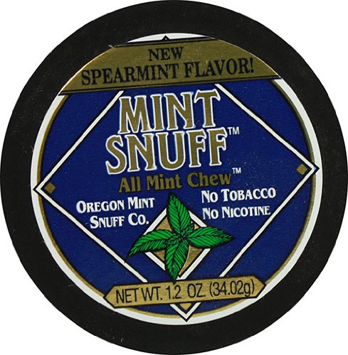 Oregon Mint Snuff Co. Mint Snuff Spearmint Chew. Pack of 5, 1.2oz Tins