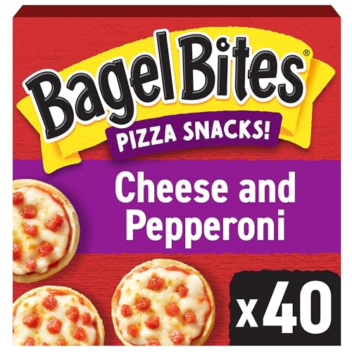 Bagel Bites Mini Pizza Bagel Frozen Snacks, 1 Box, for After-School and Late Night Snacking, Cheese and Pepperoni, No High-Fructose Corn Syrup and No