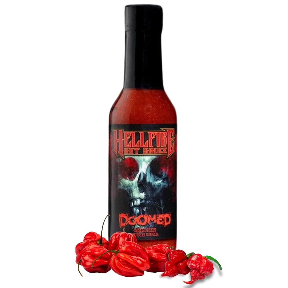 Hellfire Doomed Hot Sauce, Hottest Sauce in the World, Spiked with 6.66 Million SHU Natural Pepper Extract, Lab tested at 2.79 Million SHUs