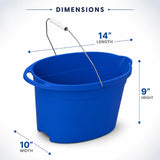 CORVANTA GLOBAL 12 Quart Plastic Oval Bucket, Blue Multi-Purpose Utility Pail for Cleaning, Storage, Rinsing, Laundry, Car Wash, Home, Garage, Indoor