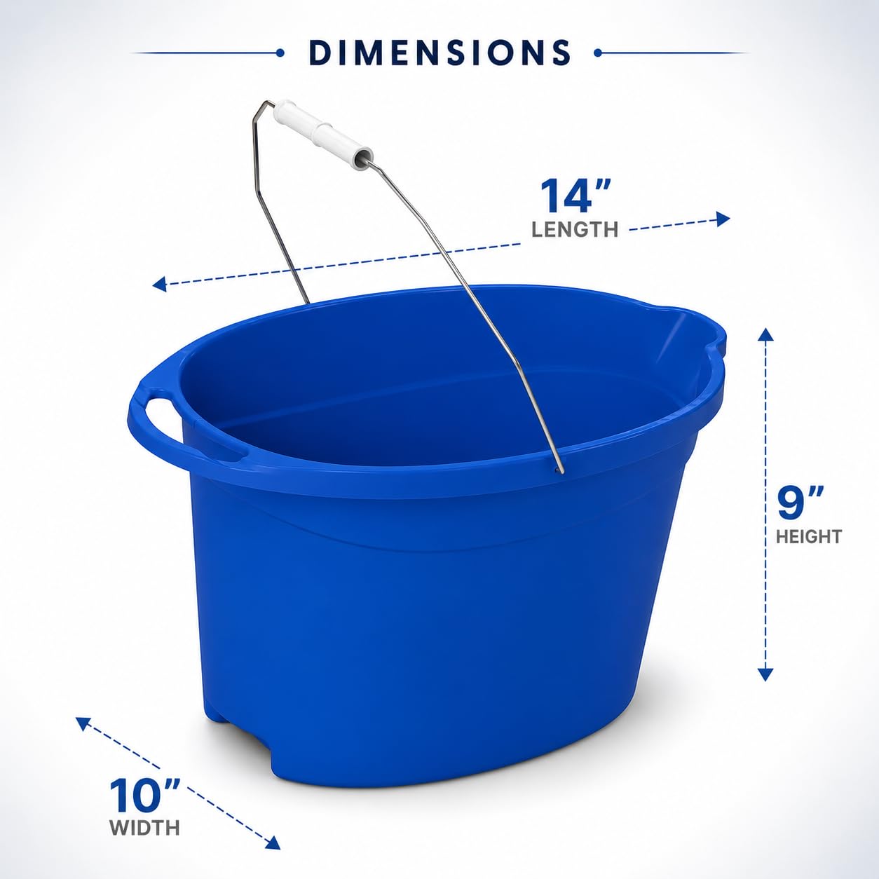 CORVANTA GLOBAL 12 Quart Plastic Oval Bucket, Blue Multi-Purpose Utility Pail for Cleaning, Storage, Rinsing, Laundry, Car Wash, Home, Garage, Indoor