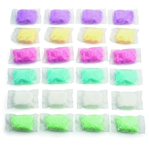 Fun Express Cotton Candy Bags Bulk 24 Pack - Pink Blue Purple Yellow White Green Individually Wrapped Party Favors for Baby Shower, Gender Reveal
