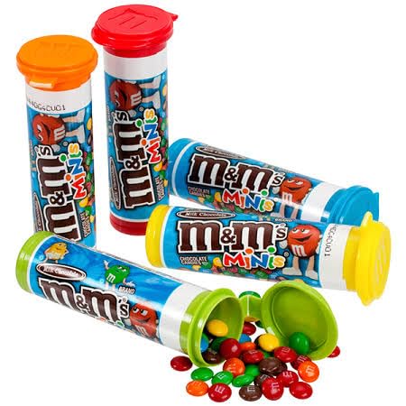 QT LIMITED M&Ms Minis Assorted Chocolate Candy, 1.08 oz Tubes (24 Count)