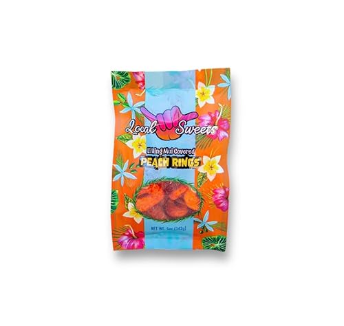 Local Sweets Li Hing Mui Peach Rings, Hawaiian Candy, (5.0, Ounces), Orange