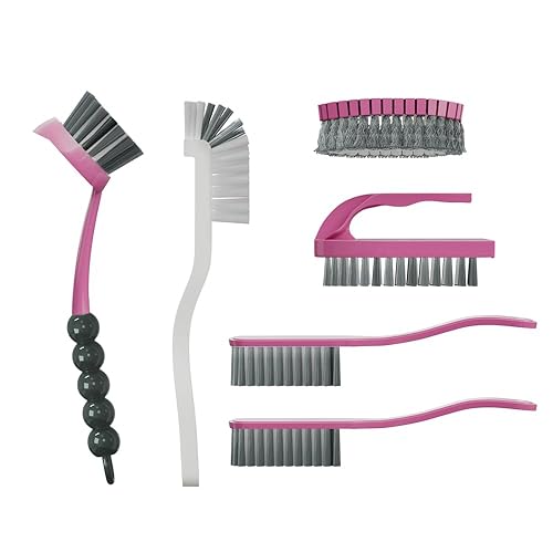 CN1ST 6 PCS Cleaning Brush, Scrub Brush Set for Kitchen and Bathroom Household Use with Various Brushes for Cleaning Dishes, Tiles, Corners and Floors