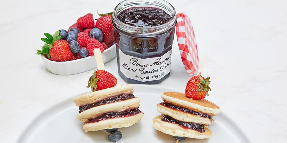 Bonne Maman Mixed Berry Preserves, 13 oz Glass Jars (Pack of 4) - Non-GMO, Made with Simple Ingredients