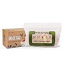 WRAPOK 100% Compostable Snack Bags Small Biodegradable Freezer Sandwich Storage Bag for Cookies Biscuits, 100 Count - 6.3 x 3.9 Inch