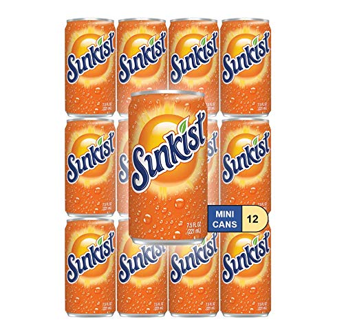 Bundle of Orange Soda Mini Soda Cans, 7.5 oz Soft Drinks Bulk Snacks Pack, Small Refrigerator & Snack Pantry Drink 12 Count Beverage Bedroom & Kitchen