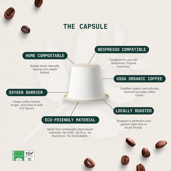 Artizan Coffee USDA Organic Espresso Coffee Capsules For Nespresso Original | French Vanilla Flavored | 20 Compatible Compostable Pods