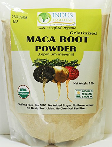 Indus Organics Maca Powder (Mixed), 2 Lb Bag, Gelatanized, Pre-Washed, Premium Quality, Non-GMO, Freshly Packed