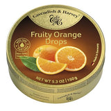 Cavendish & Harvey | Fruity Orange Hard Candy Drops | 5.3 Ounce Tin