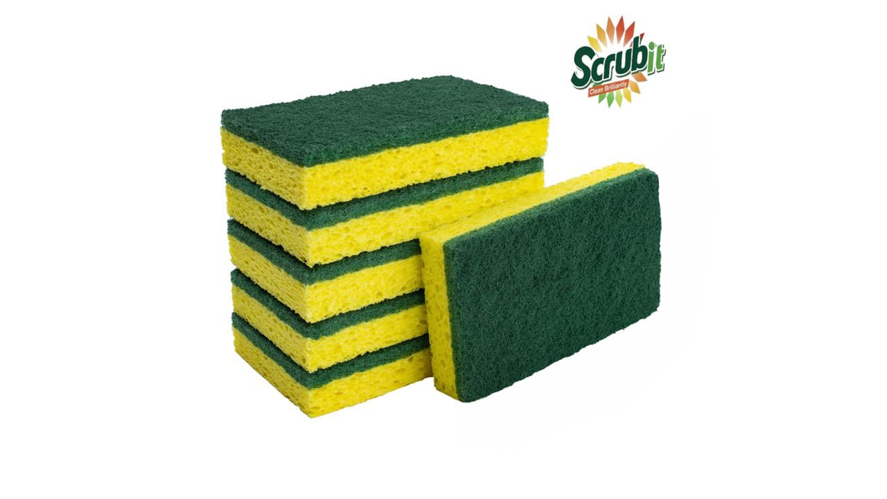 Cleaning Heavy Duty Scrub Sponge by Scrub-it - Scrubbing Sponges Use for Kitchen, Bathroom & More -6 Pack