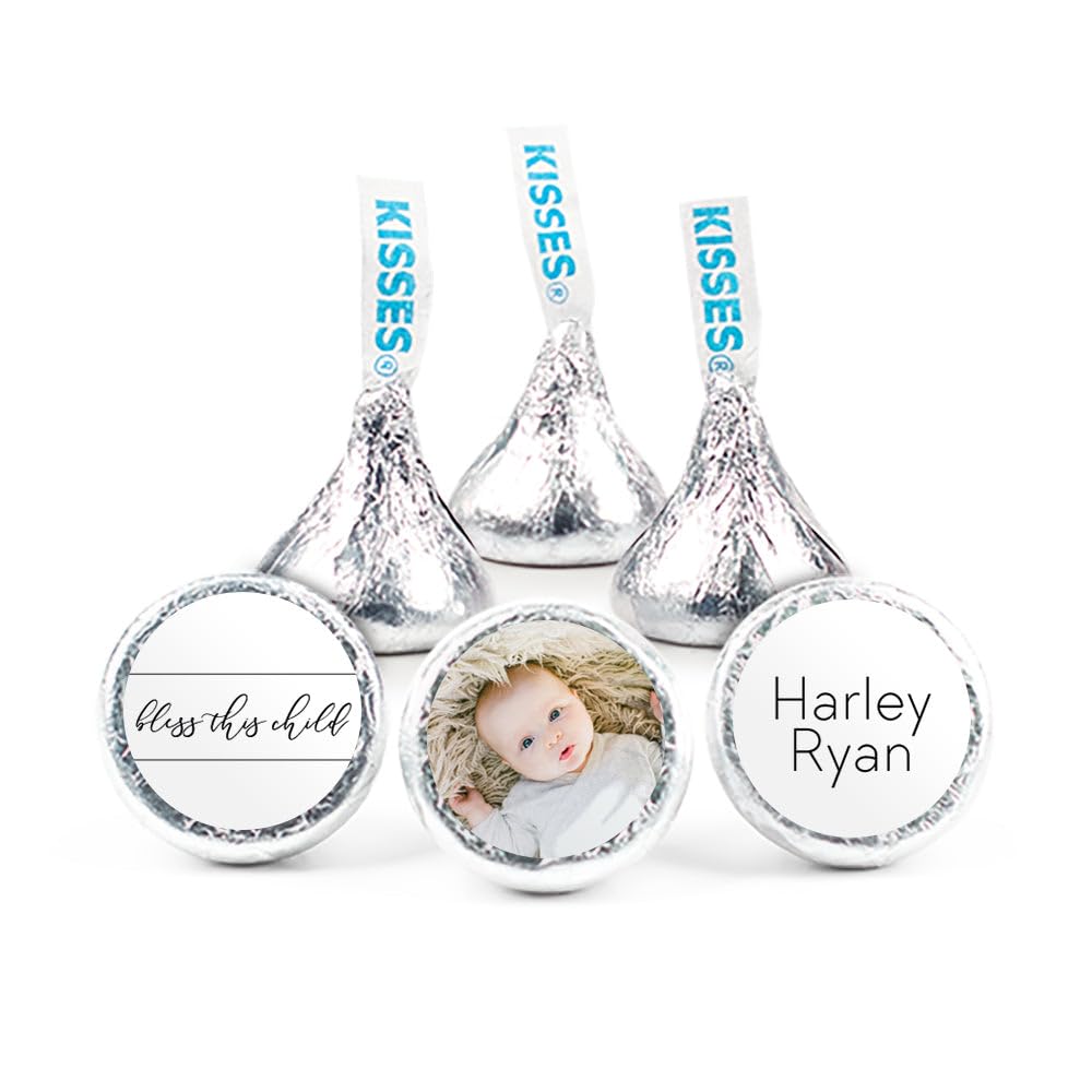 108ct Personalized Baptism Stickers for Kisses Favors - Add Your Photo