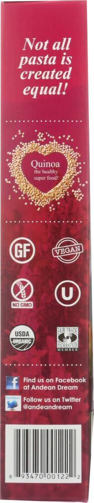 Andean Dream Organic Quinoa Fusilli Pasta, 8 Ounce -- 12 per case. Pack of 4