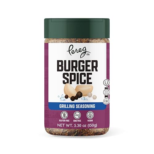 Pereg Burger Spice (5.30 Oz) - Hamburger Seasoning with Black Pepper, White Pepper, Onion, Garlic, & Mustard - Meat BBQ Seasoning for Beef, Chicken