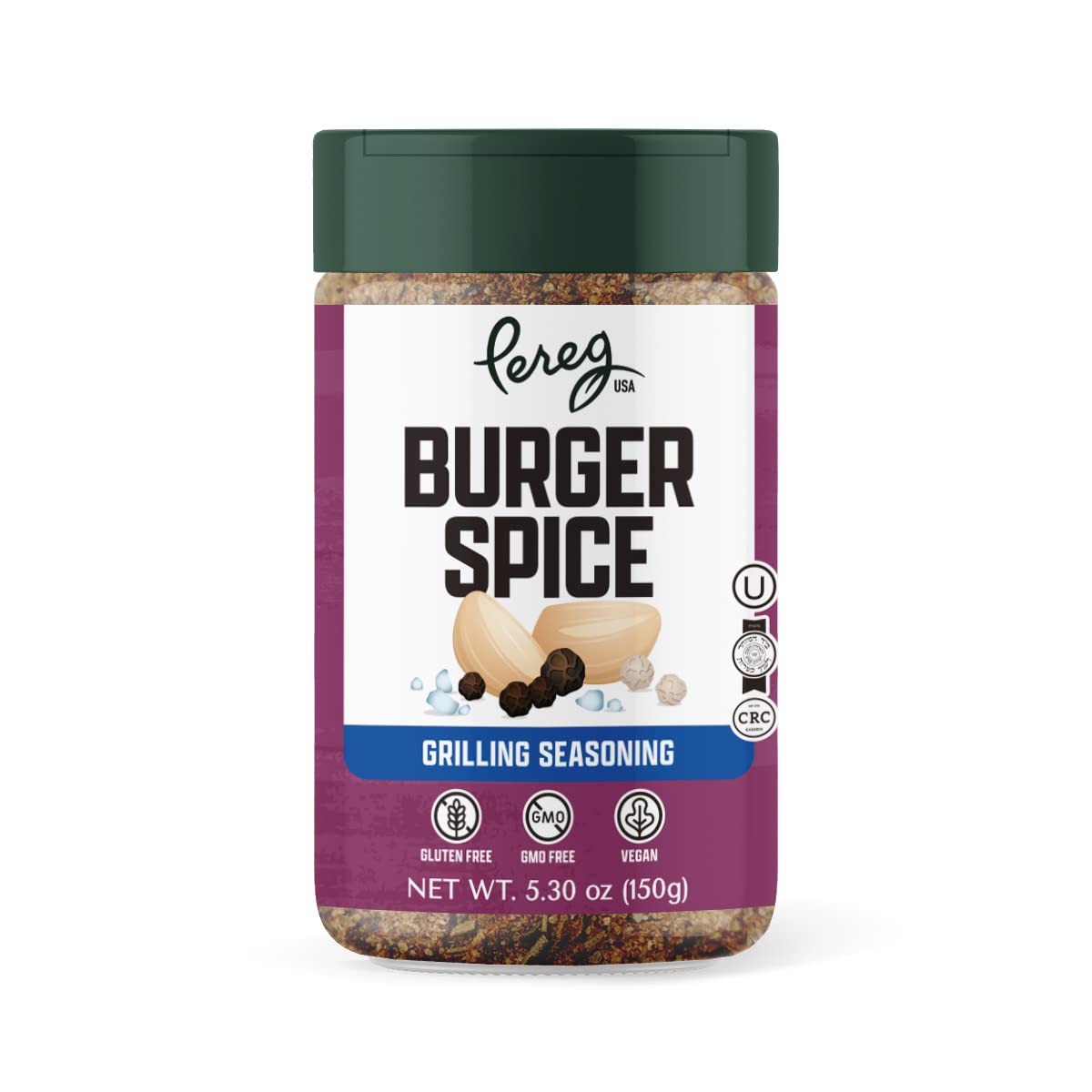 Pereg Burger Spice (5.30 Oz) - Hamburger Seasoning with Black Pepper, White Pepper, Onion, Garlic, & Mustard - Meat BBQ Seasoning for Beef, Chicken
