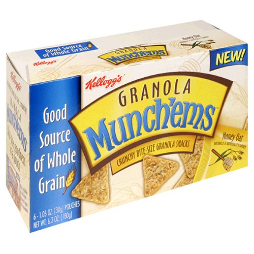 Kellogg's Granola Munch'ems, Honey Oat, 6-Count Boxes (Pack of 6)