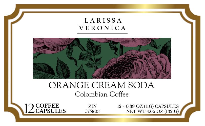 Orange Cream Soda Colombian Coffee (Single Serve K-Cup Pods) (Gourmet, Naturally Flavored, Whole Coffee Beans) (12 pods, ZIN: 575803)