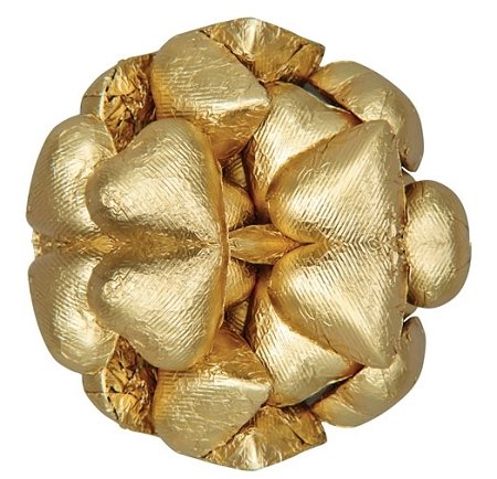 Gold Chocolate Hearts Wrapped in Shiny Gold Foil - 1 LB of 55 Pieces
