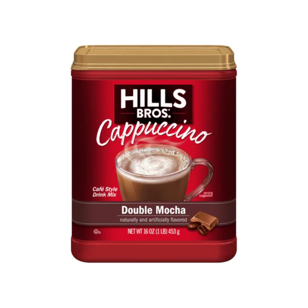 Hills Bros. Instant Cappuccino Mix, Double Mocha 16 Ounces- Frothy, Decadent Cappuccino with a Deep, Rich Chocolate Flavor (Pack of 6)