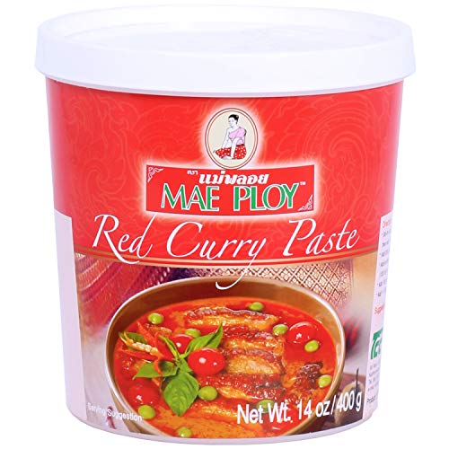 Mae Ploy Red Curry Paste, Authentic Thai Red Curry Paste For Thai Curries And Other Dishes, Aromatic Blend Of Herbs, Spices And Shrimp Paste, No MSG