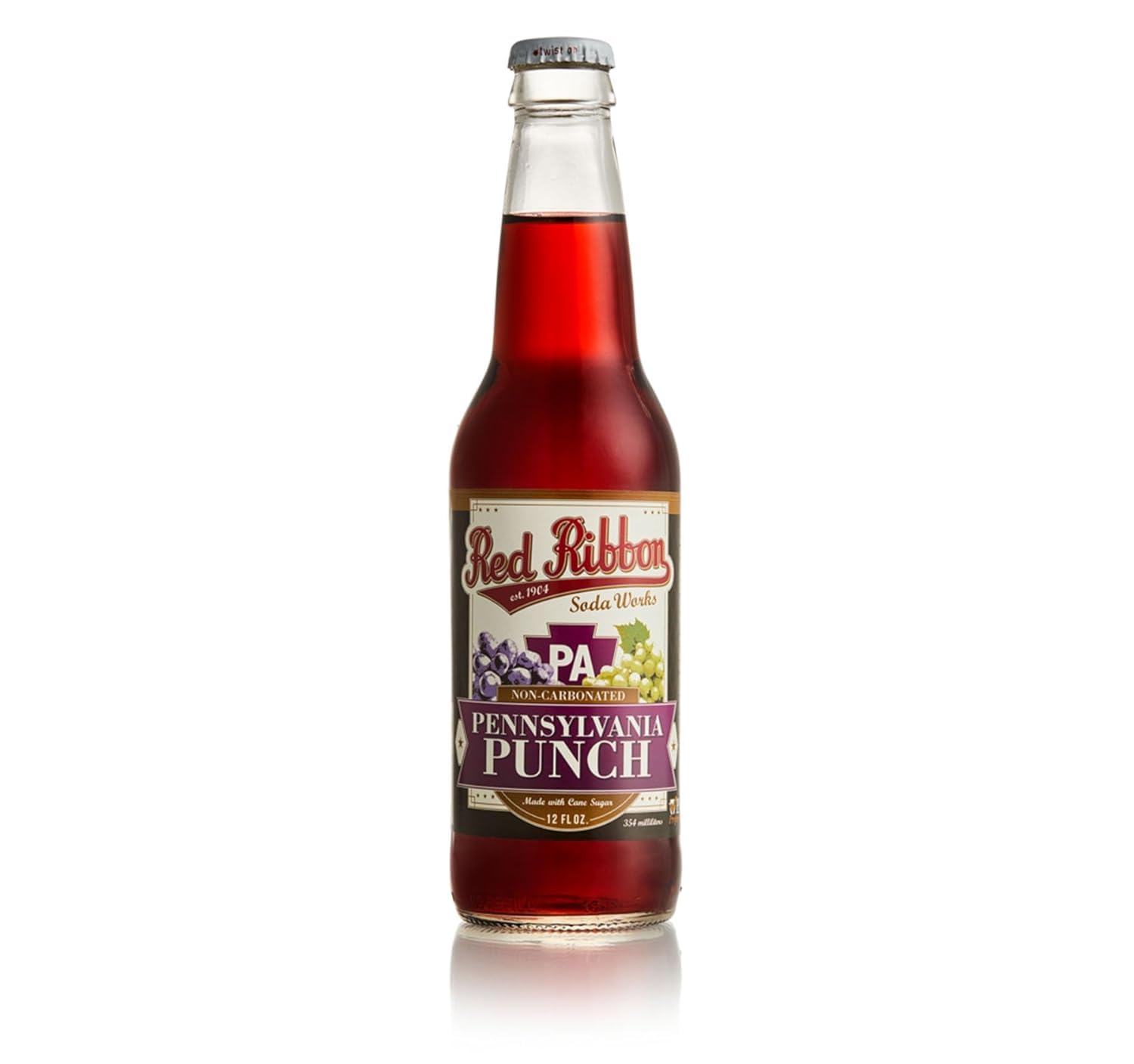 AmishTastes Red Ribbon 12 Oz. Glass Bottle Pennsylvania Punch (Pack of 4)