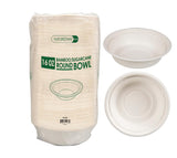 NatureZway 125-Pack of 16 oz Bamboo & Sugarcane Bowls - Durable, Leak-proof, Heavy-duty, Microwave Safe, Compostable, Plant-based Serving Solution