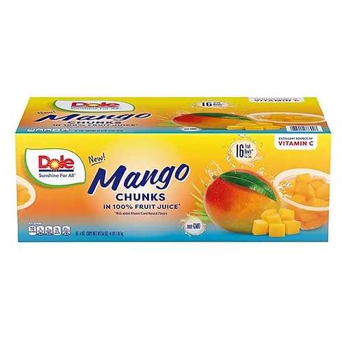 Dole Mango Chunks Fruit Cups in 100% Juice, 4 Ounce Cups (16-Count)